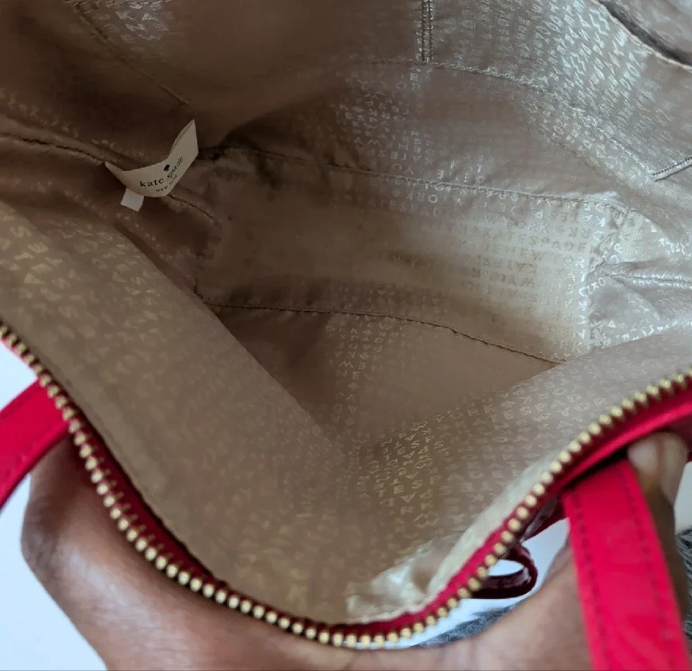 Kate Spade Red Patent Tote Bag with Bow Accent EUC